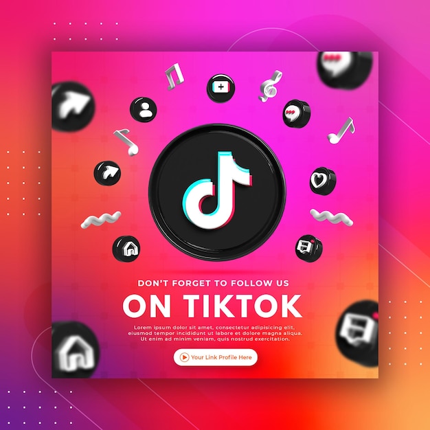 PSD 3d 렌더링 tiktok for instagram 게시물 템플릿으로 비즈니스 페이지 프로모션