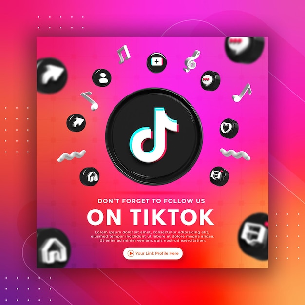 Business page promotion with 3d render TikTok for Instagram post template