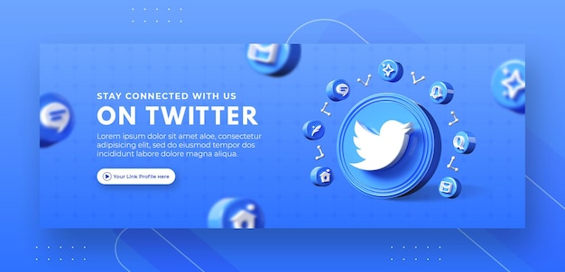 PSD business page promotion with 3d render twitter for facebook cover template