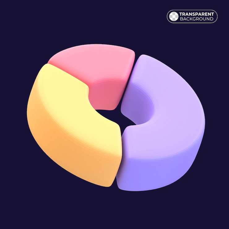 PSD business pie chart icon in 3d render