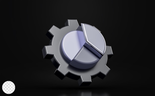 business pie chart with gear sign on dark background 3d render concept for management analyze