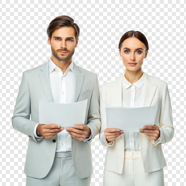 business professionals holding papers ready for presentation