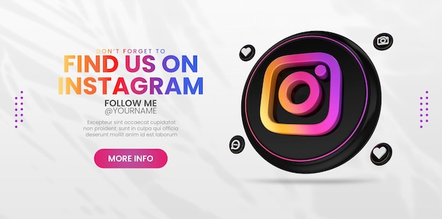 3DレンダリングInstagramのロゴテンプレートを使用したビジネスプロモーション