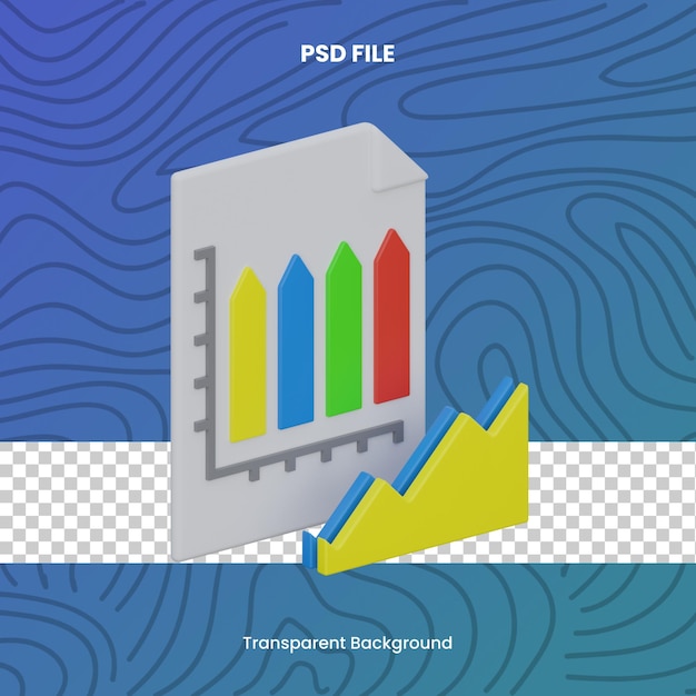 PSD business report 3d rendering icon illustration psd file chart