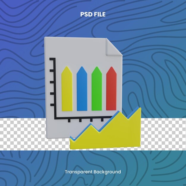 비즈니스 보고서 3d 렌더링 아이콘 그림 psd 파일 차트