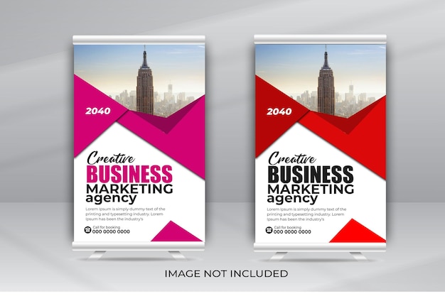 Business Roll Up of Table Banner Template met abstract ontwerp