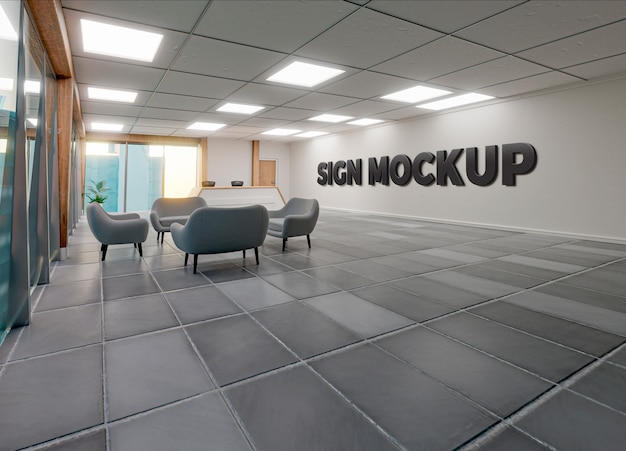 PSD business sign on hallway mockup