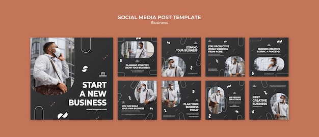 Business social media posts with photo