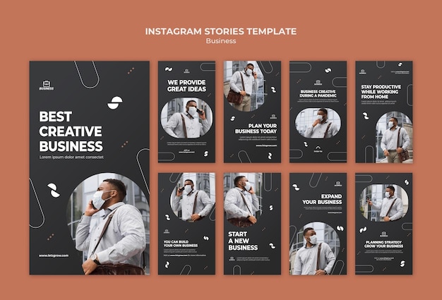 PSD storie di social media aziendali con foto