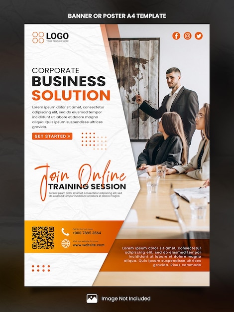 PSD business solution poster a4 or banner template