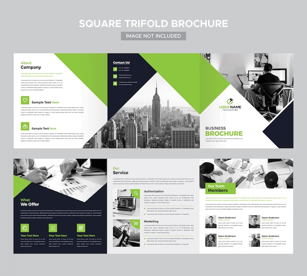 Business square trifold brochure template