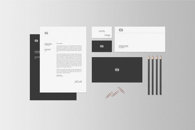 Business stationary set scene mockup