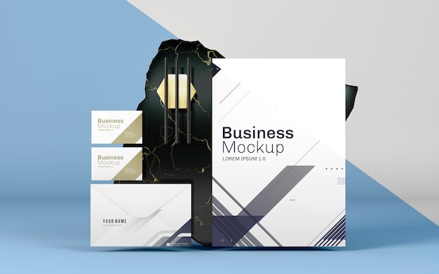 PSD business stationery mock-up and marble