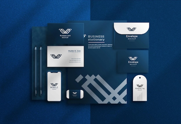 Mockup di cancelleria aziendale o mockup di branding di cancelleria aziendale