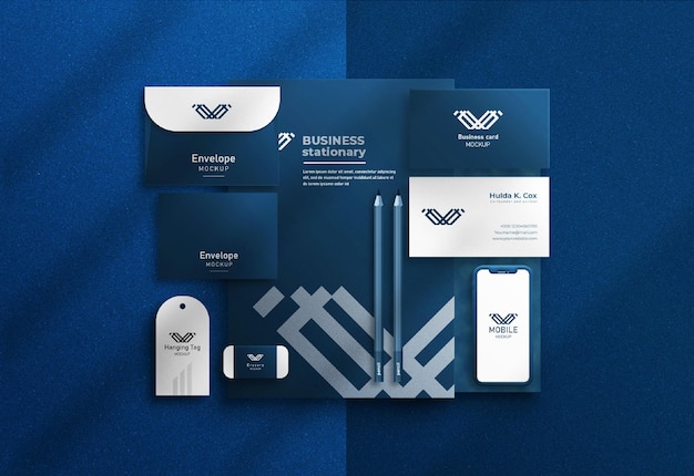 Business stationery mockup or corporate stationery branding mockup