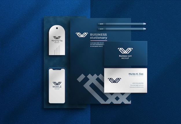 Mockup di cancelleria aziendale o mockup di branding di cancelleria aziendale