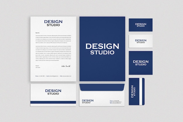PSD business stationery set mockup design