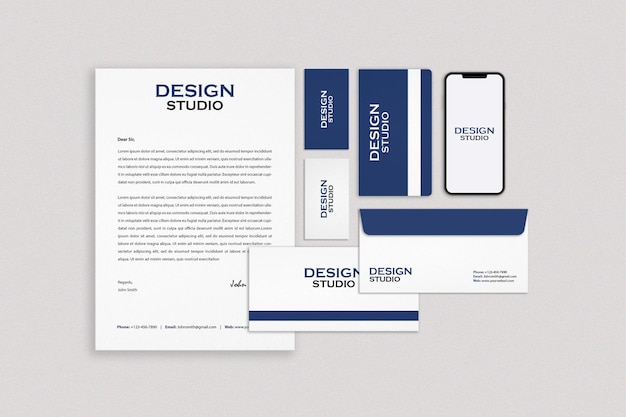 PSD business stationery set mockup design