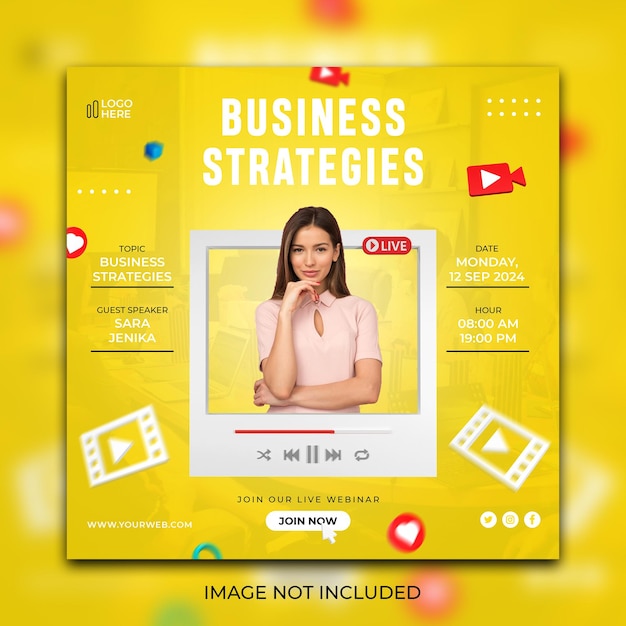 Business strategies social media instagram post template