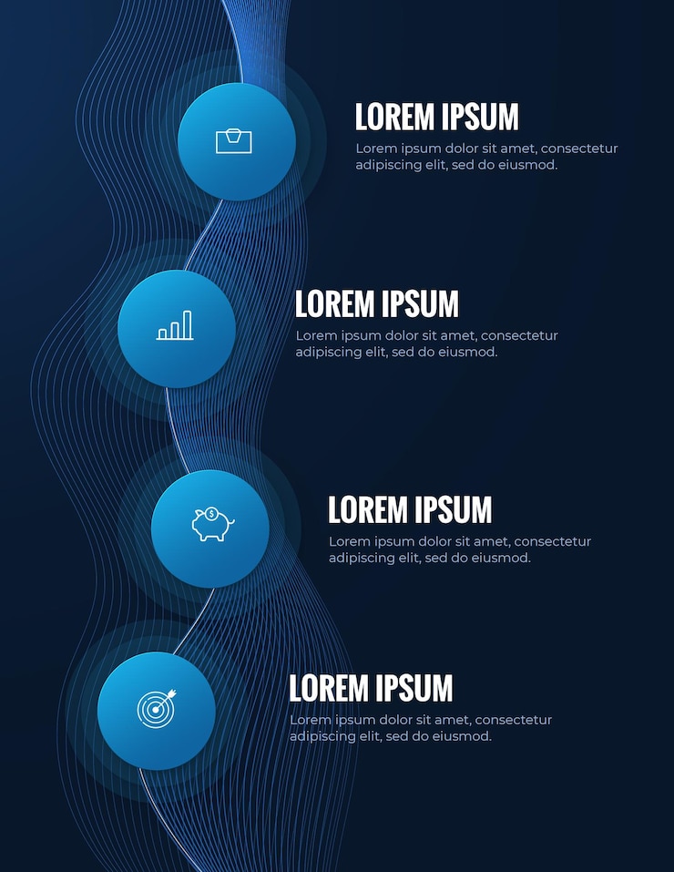 PSD business strategy infographic with abstract background