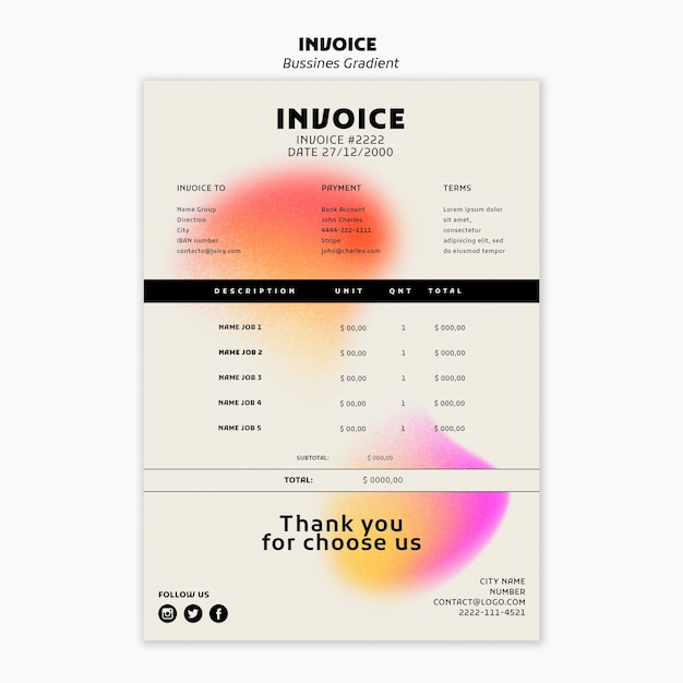 PSD business strategy invoice template