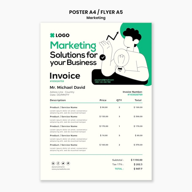 PSD business strategy invoice template