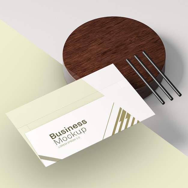 PSD business visiting card mock-up and pencils