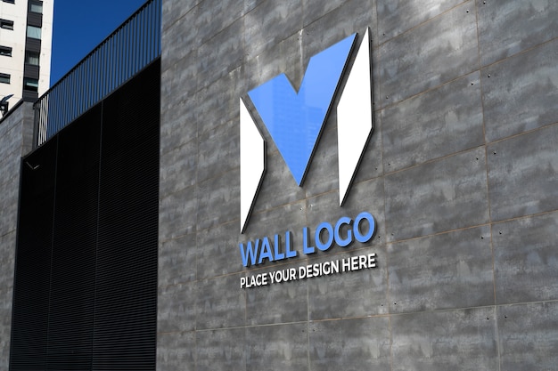 PSD design mock-up del logo della parete aziendale