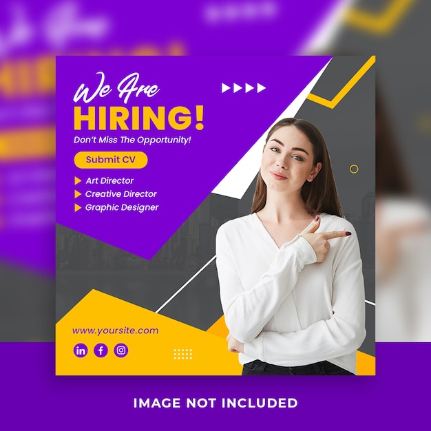 Business we are hiring employee job social media banner post template