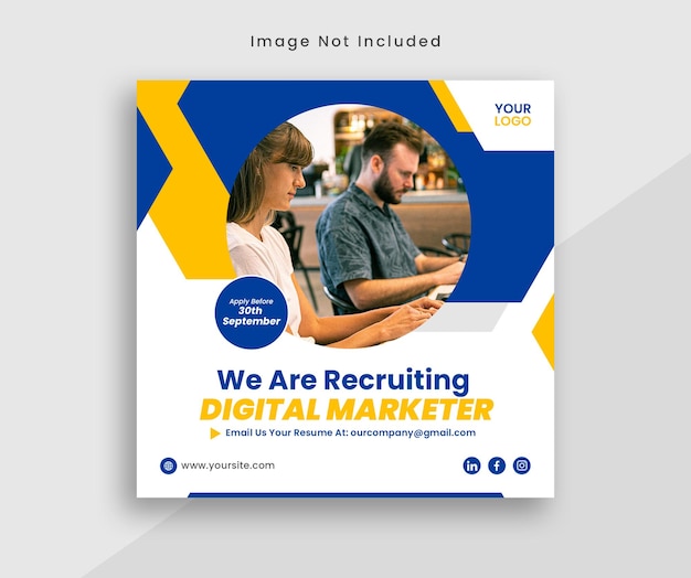 business we are hiring employee job social media banner post template