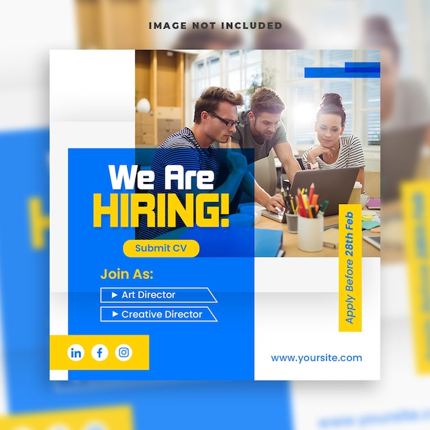 business we are hiring employee job social media banner post template