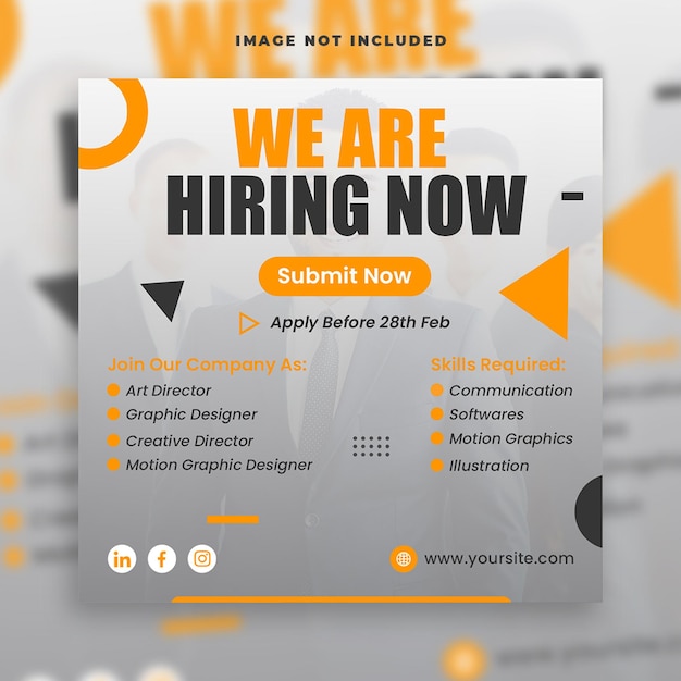 business we are hiring employee job social media banner post template