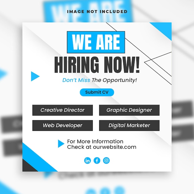 PSD business we are hiring employee job social media banner post template