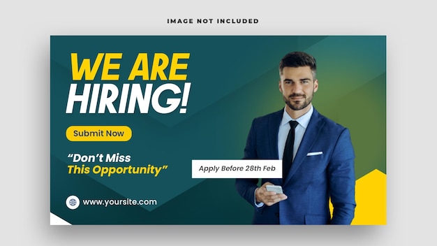 Business we are hiring employee job web banner or cover template