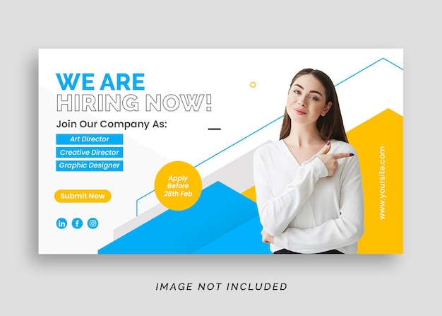 business we are hiring employee job web banner or youtube thumbnail template