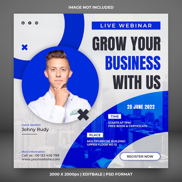 Business webinar banner or social media post template