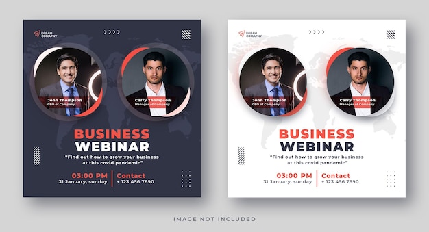 Business webinar conference social media banner instagram post set