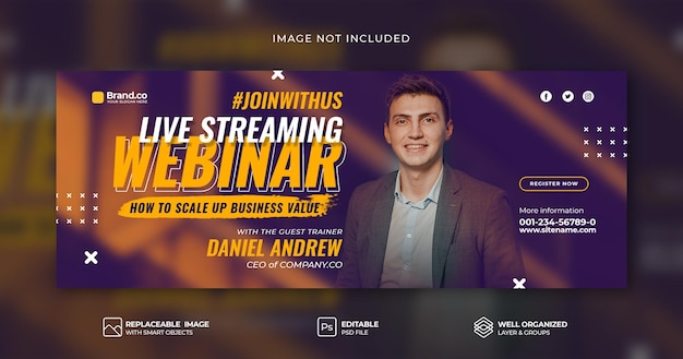 Business webinar corporate social media live webinar facebook cover banner psd template