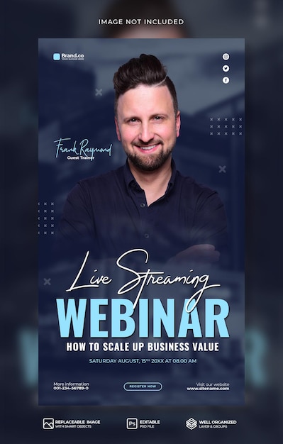 PSD business webinar corporate social media live webinar and instagram story template premium psd