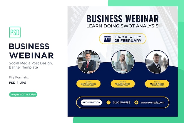 PSD business webinar entrepreneurial mindset workshops banner design template