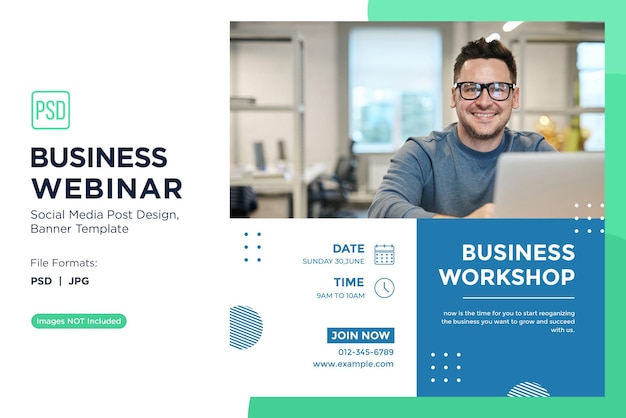 PSD webinar aziendale mindset imprenditoriale workshop banner design template