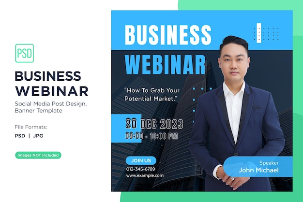 Business Webinar Entrepreneurial Mindset Workshops Banner Design Template