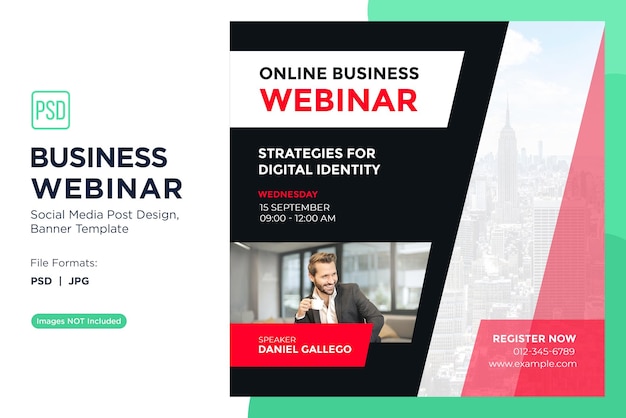 Webinar aziendale mindset imprenditoriale workshop banner design template