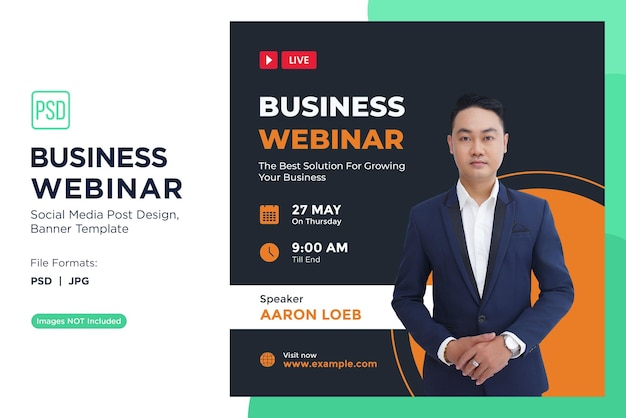 PSD business webinar entrepreneurial mindset workshops banner design template