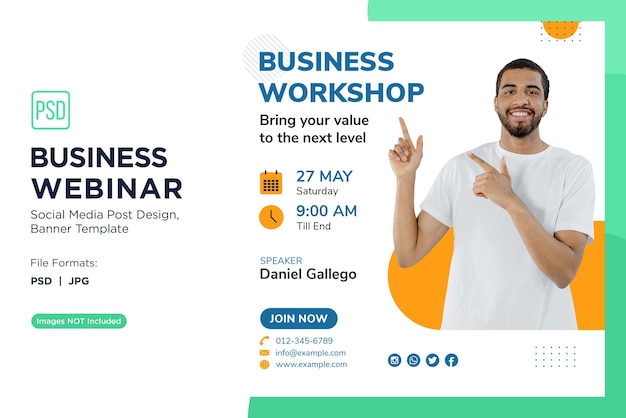 Business Webinar Entrepreneurial Mindset Workshops Banner Design Template