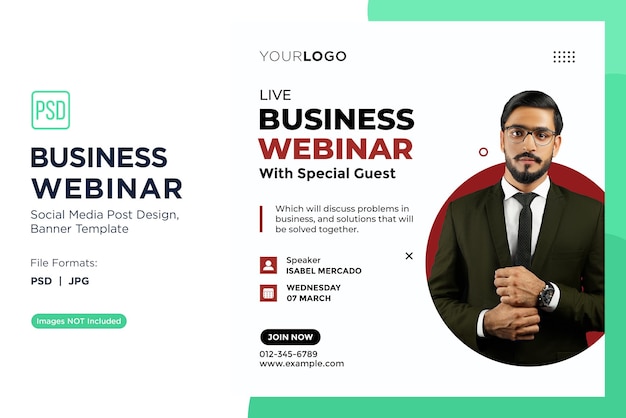 Webinar aziendale mindset imprenditoriale workshop banner design template