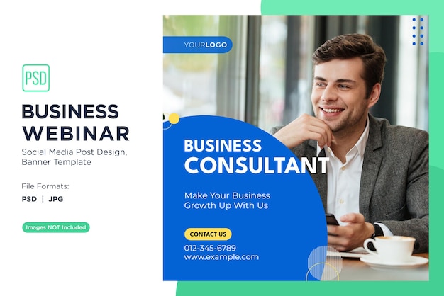 PSD business webinar entrepreneurial mindset workshops banner design template
