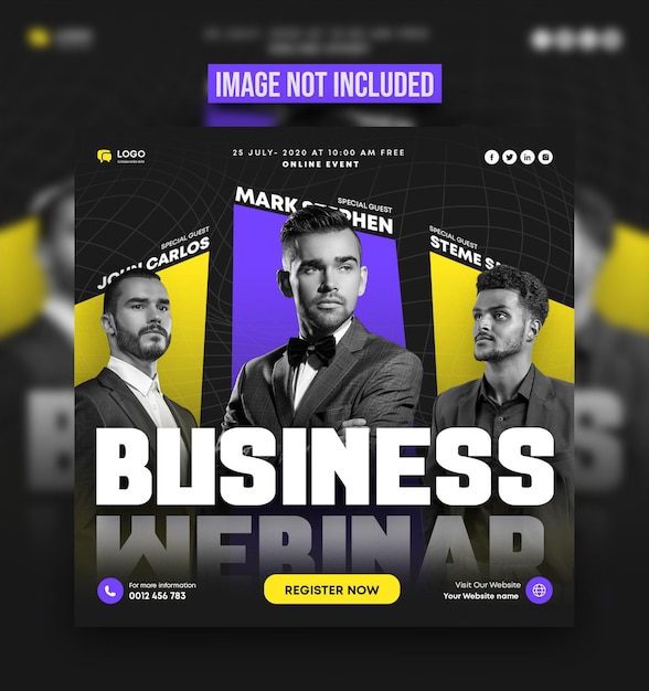 Business webinar social media post or banner template