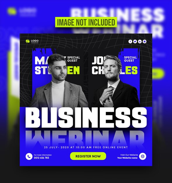 Business webinar social media post or banner template