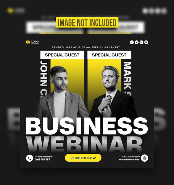 PSD business webinar social media post or banner template